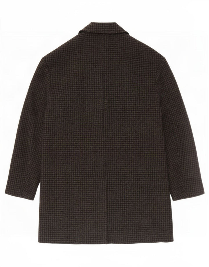 Sobretudo oversized feminino Zara UK 6 XS preto houndstooth poliéster