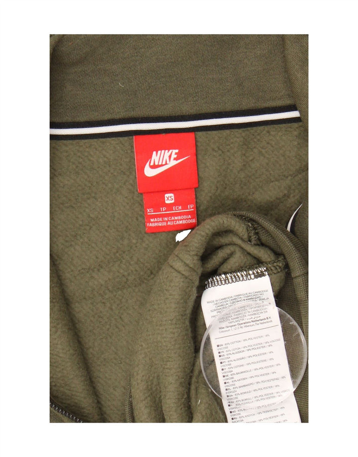 NIKE Mens Graphic Zip Neck Sweatshirt Jumper XS Khaki Cotton Vintage Nike and Second-Hand Nike from Messina Hembry 