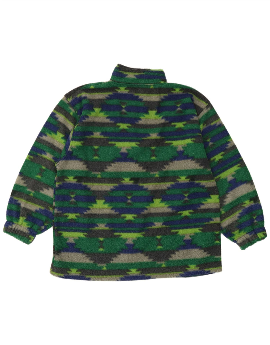 Jumper de lã com pescoço e zíper masculino vintage grande poliéster geométrico verde