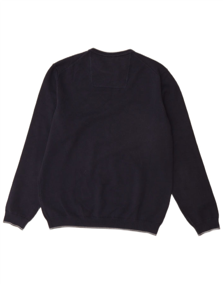 Suéter masculino HUGO BOSS com gola redonda, grande algodão azul marinho