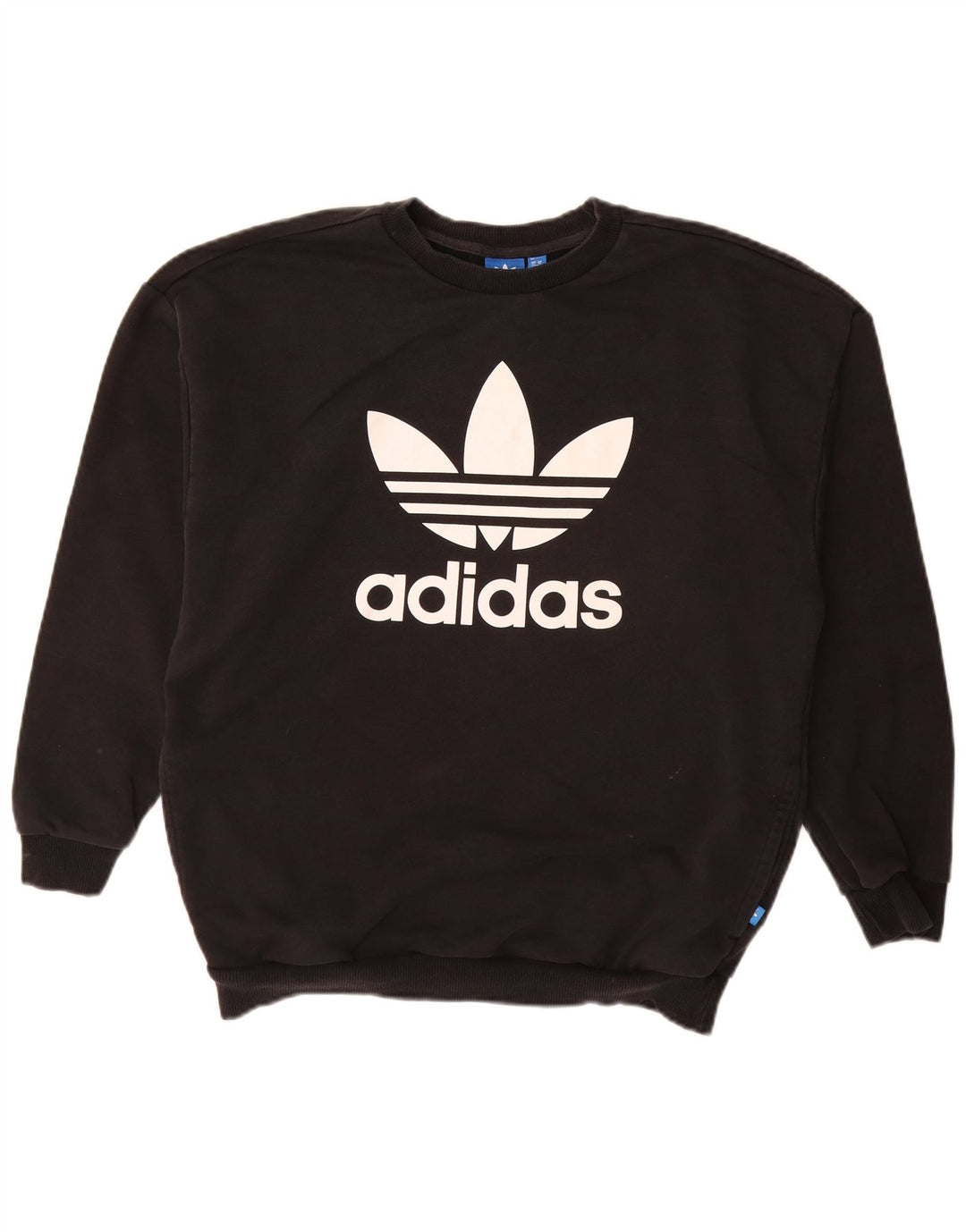 ADIDAS Womens Graphic Sweatshirt Jumper UK 14 Grande Algodão Preto
