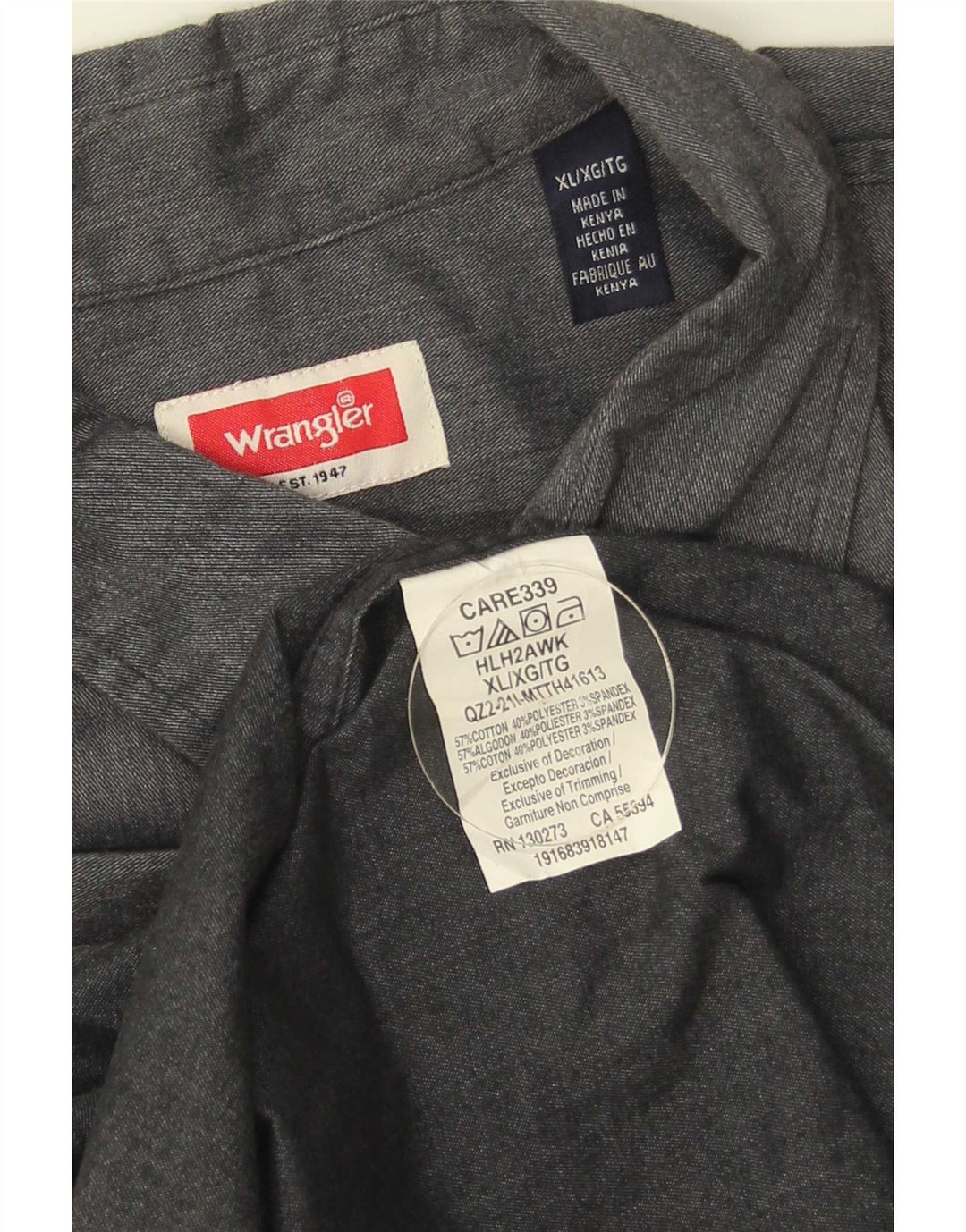 Camisa masculina Wrangler XL cinza algodão