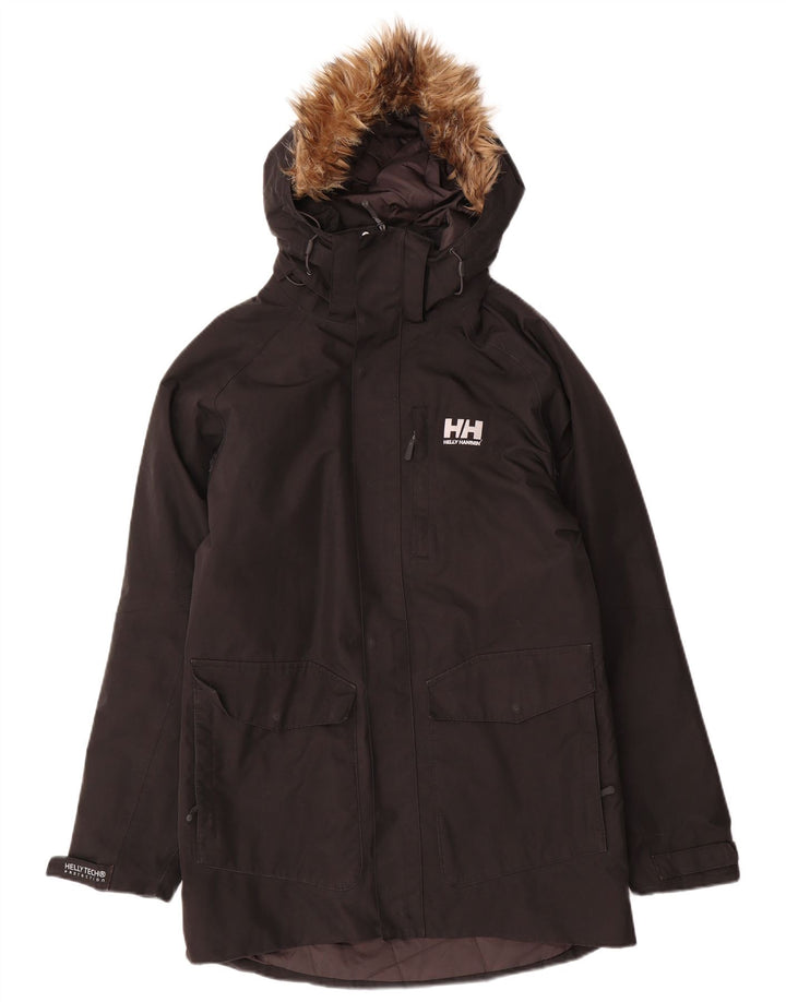 Jaqueta Parka masculina com capuz Helly Hansen Reino Unido 36 poliéster preto pequeno
