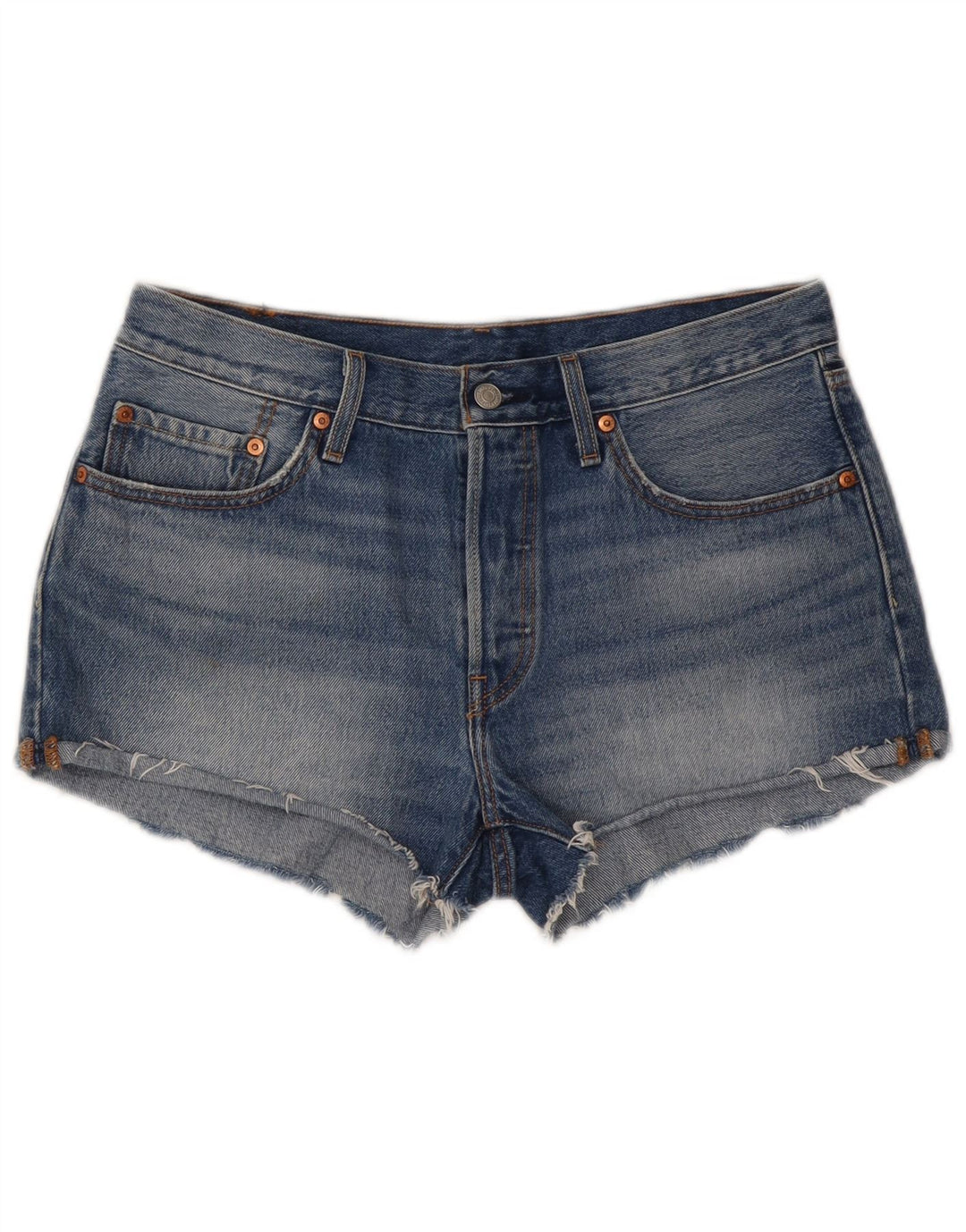 Shorts jeans feminino 501 da LEVI'S W30 algodão azul médio