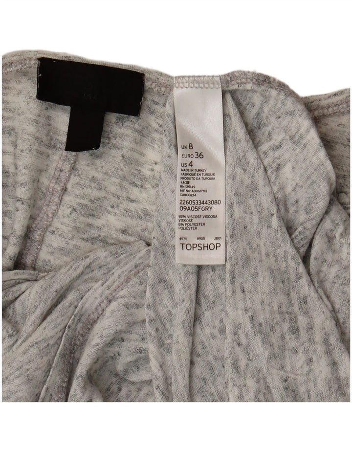 Topshop feminino oversized manga 3/4 Reino Unido 8 viscose manchada cinza pequena
