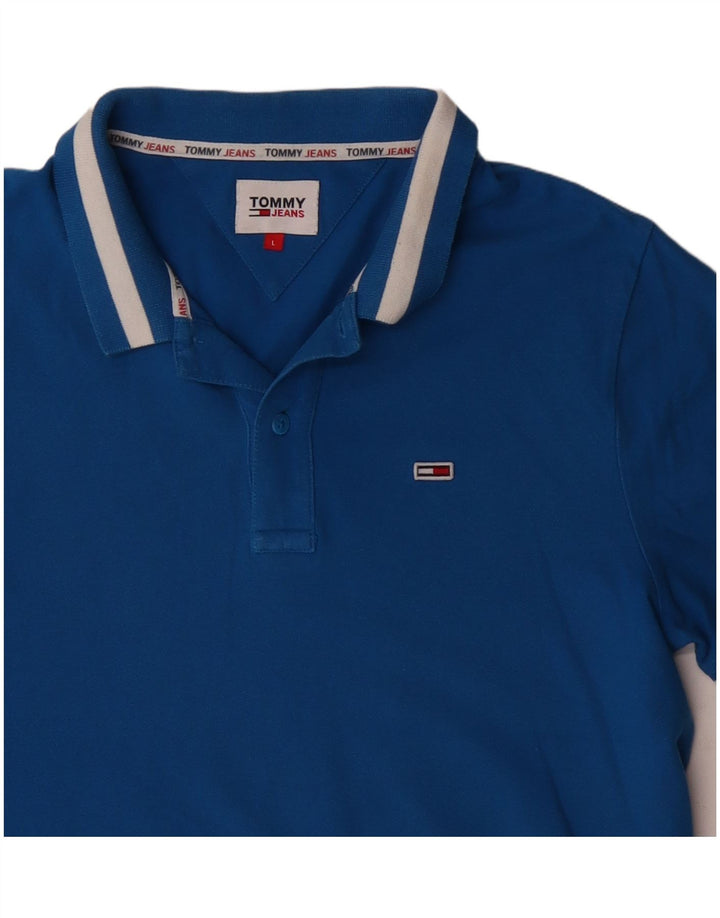 Camisa polo masculina Tommy Hilfiger grande algodão azul
