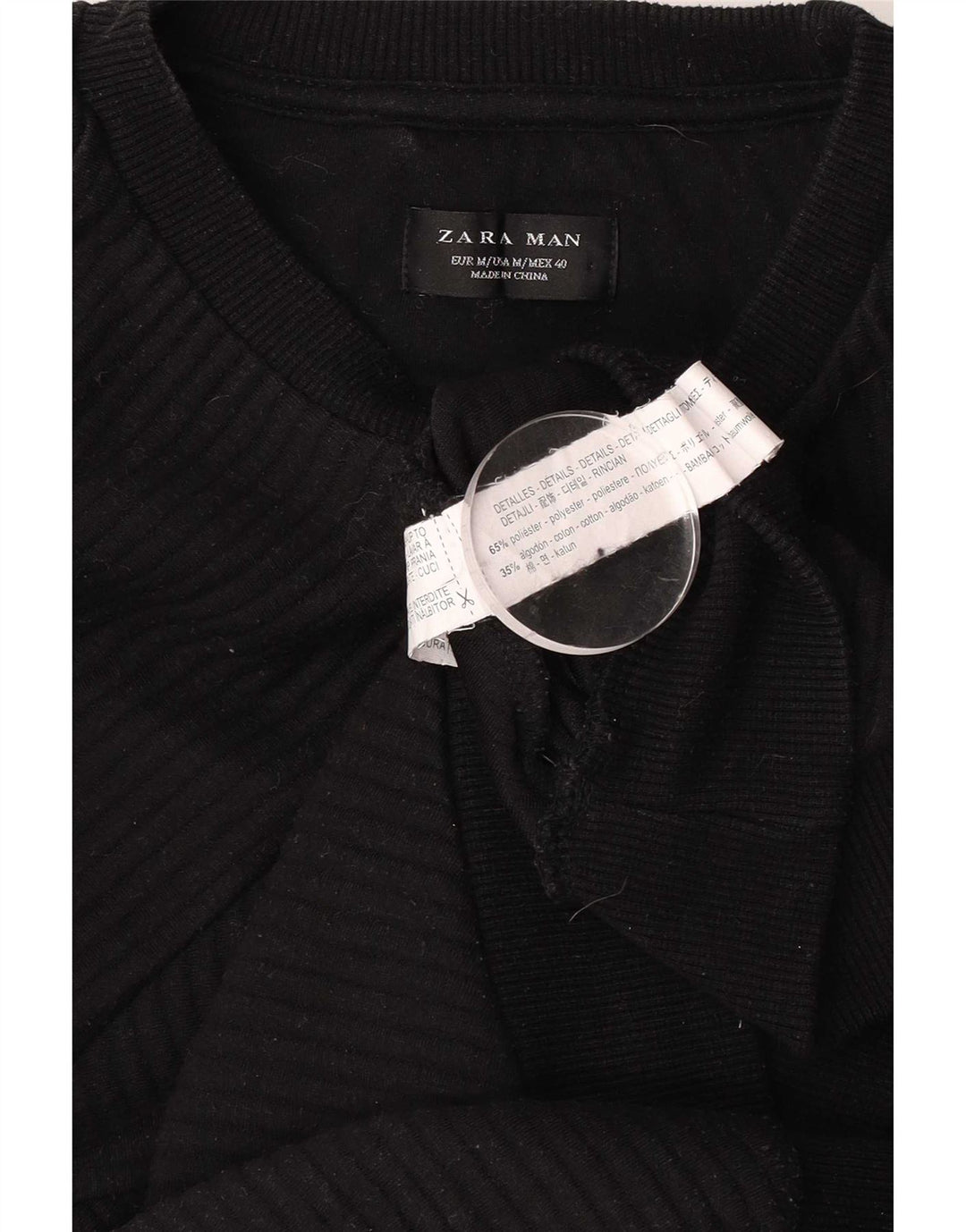 Zara Moletom Masculino Jumper Médio Algodão Preto