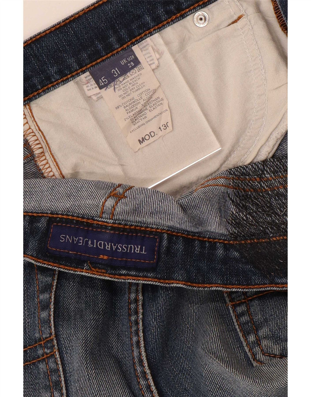 Jeans retos femininos Trussardi W29 L29 algodão azul