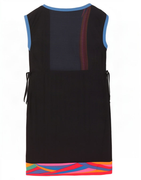 Vestido bainha feminino vintage sem mangas IT 46 grande bloco colorido preto