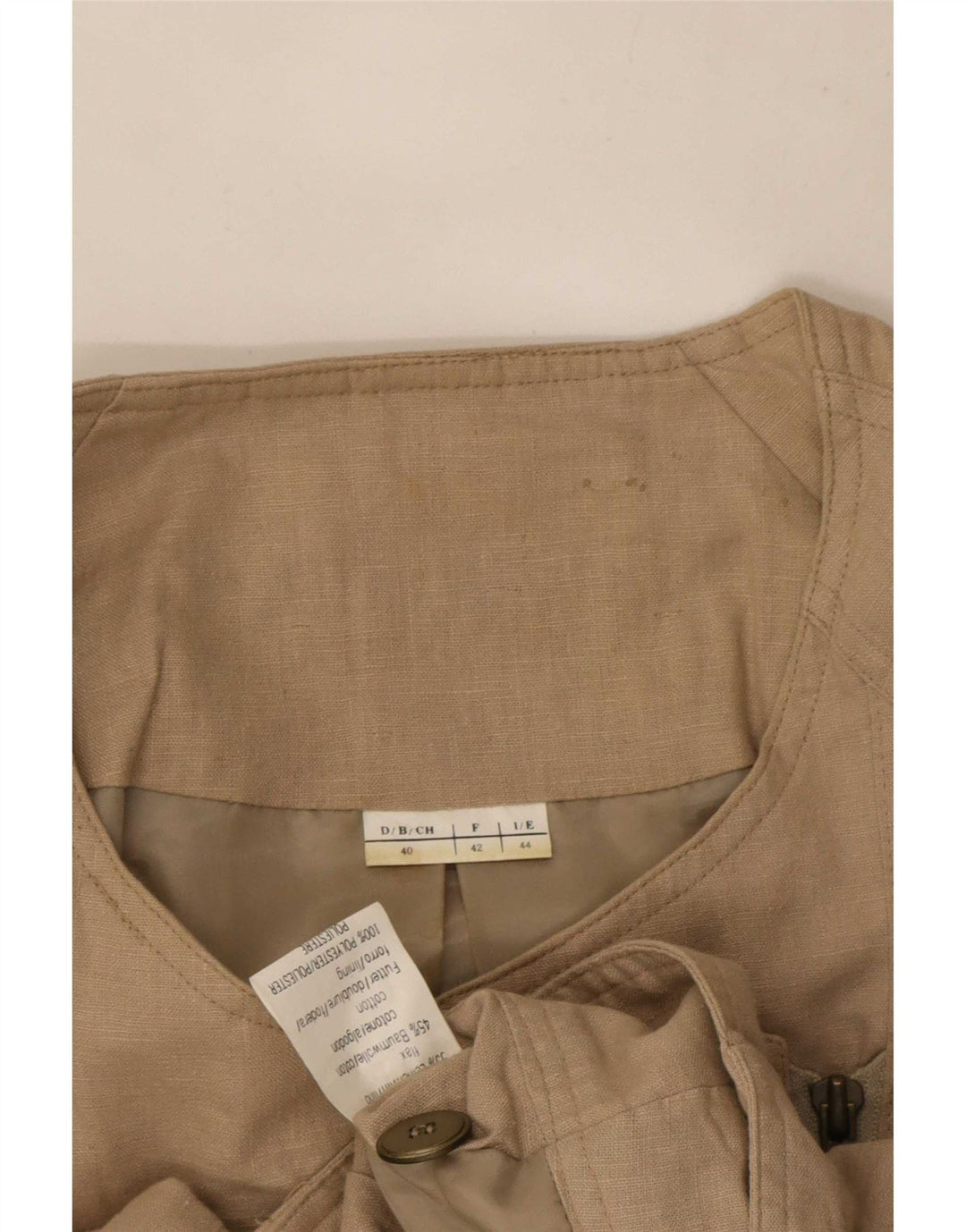 Jaqueta bomber feminina vintage IT 44 motociclista de linho bege médio