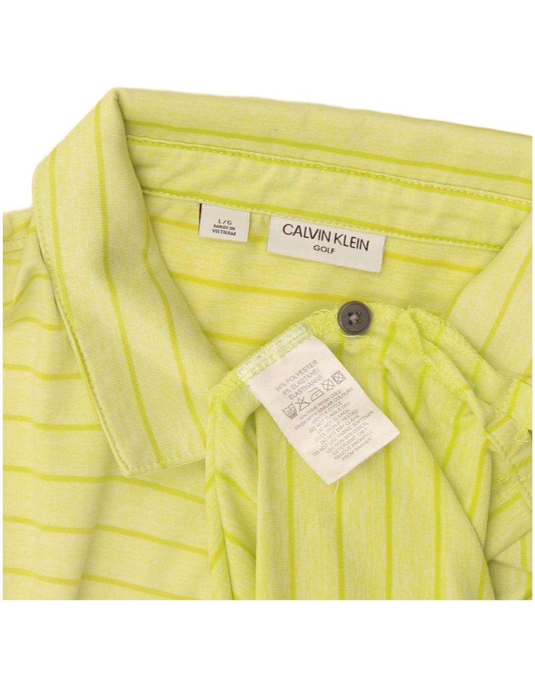 Camisa polo masculina Calvin Klein grande poliéster listrado amarelo