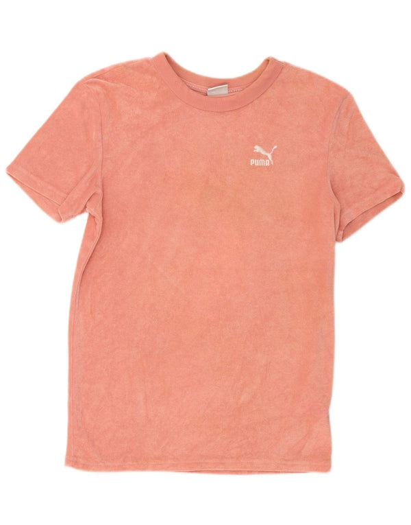 Puma Mens Velvet T-Shirt Top XS Algodão Rosa