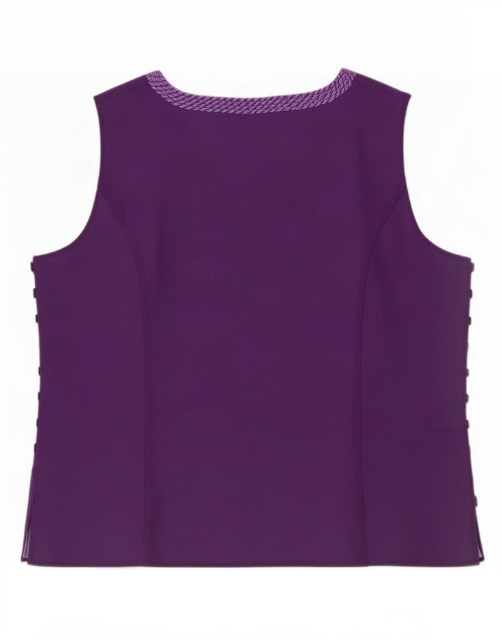 Blusa feminina sem mangas Jacques Vert UK 16 grande poliéster roxo