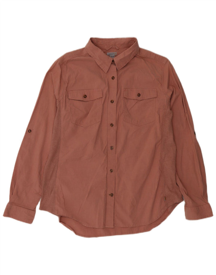 Camisa feminina Carhartt EUA 12/14 grande algodão rosa