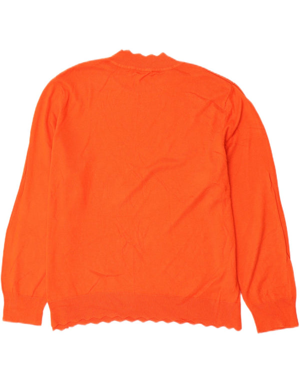 Suéter feminino Oasis com gola redonda UK 20 2XL algodão laranja