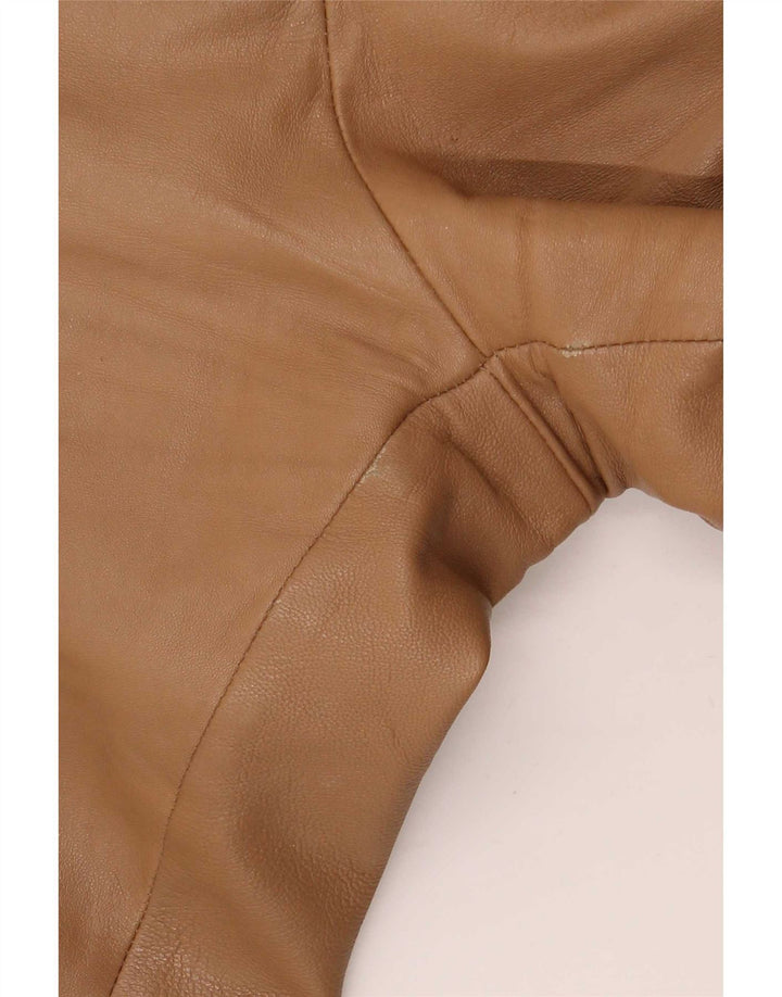 Calça feminina de couro Bootcut Conbipel IT 46 grande W34 L32 bege