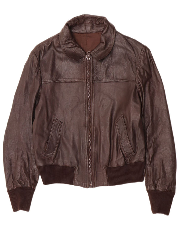 Vintage Mens Bomber Leather Jacket IT 48 Medium Brown Leather