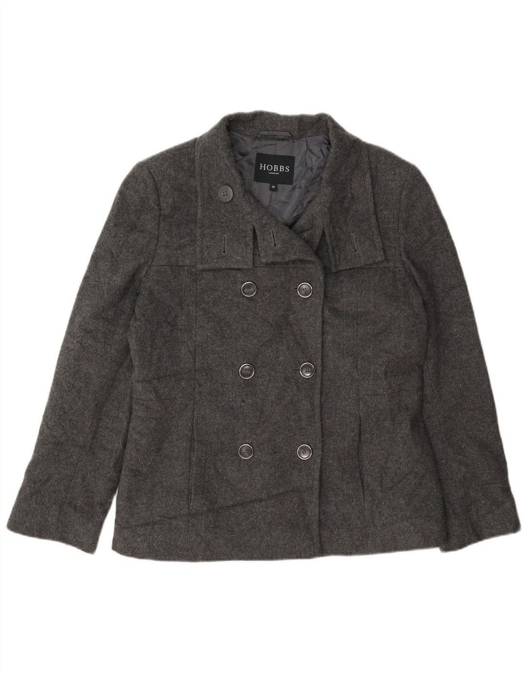 Casaco feminino Hobbs Pea UK 12 lã cinza médio