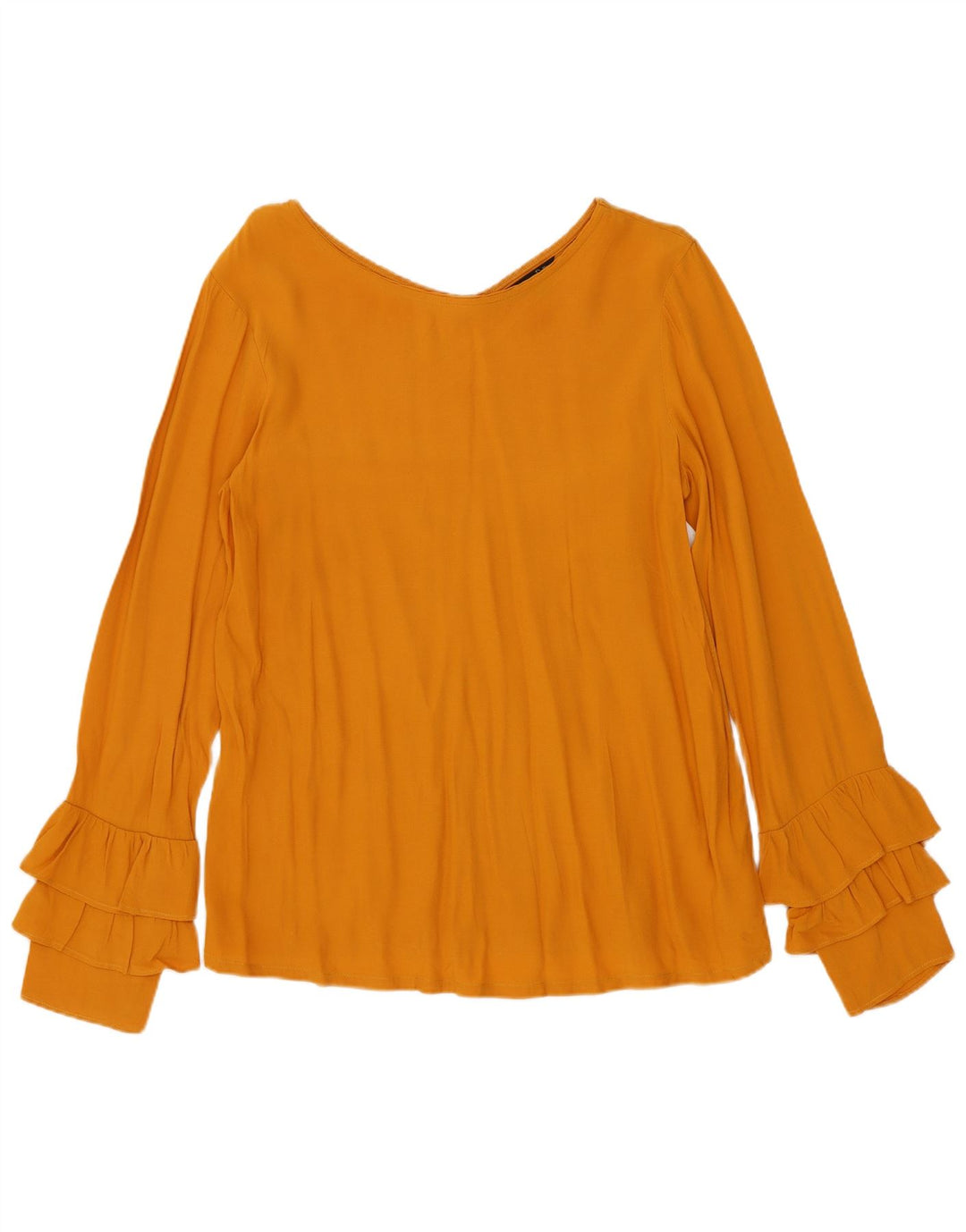 Blusa feminina de manga comprida Massimo Dutti UK 10 Lyocell amarelo pequeno