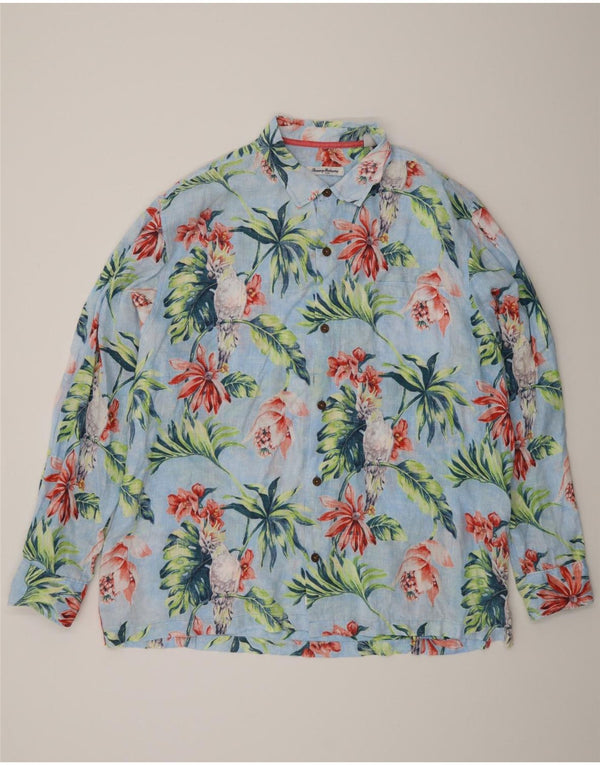 Camisa masculina Tommy Bahama 2XL azul floral linho havaiano