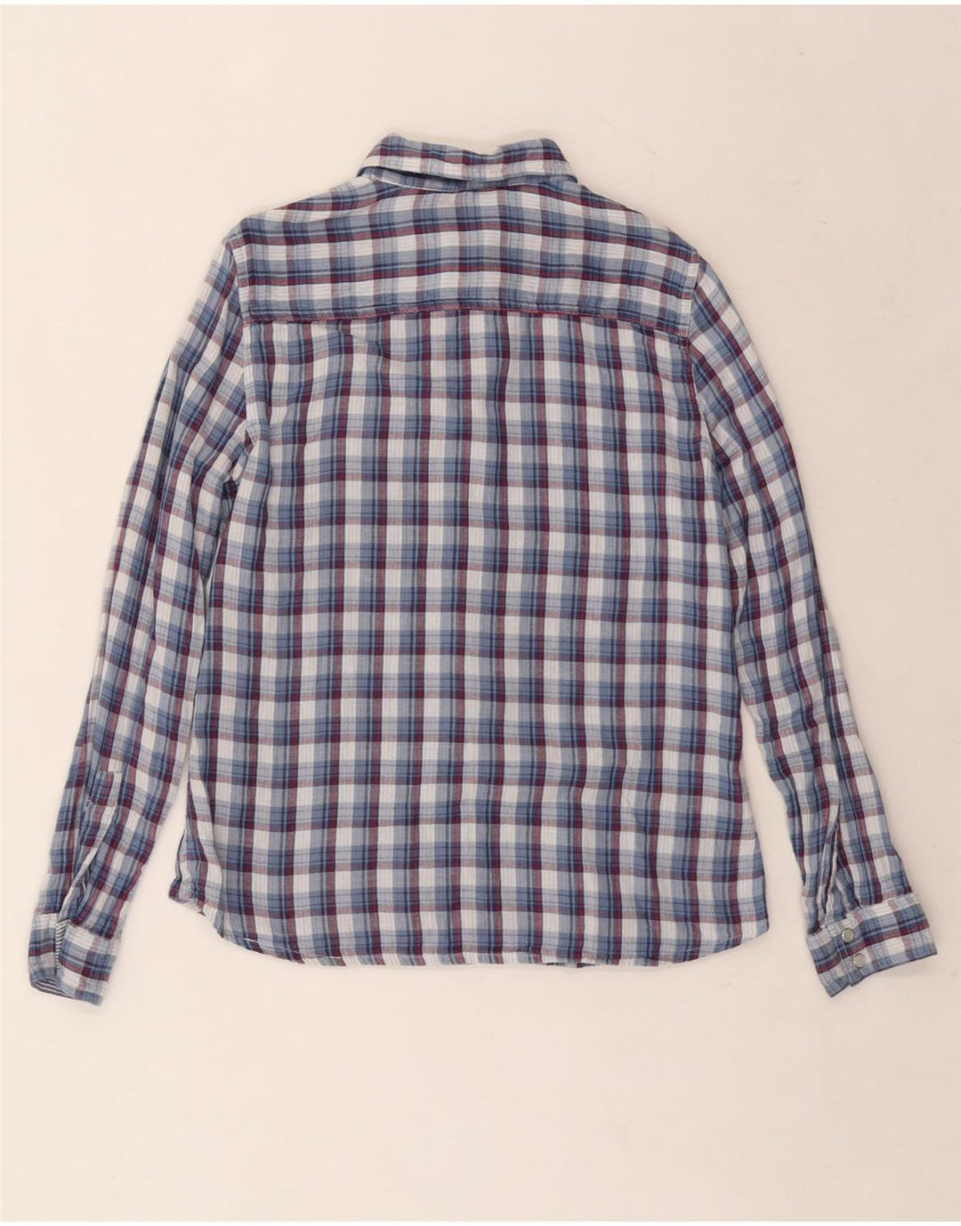 Camisa feminina Laura Ashley Reino Unido 12 algodão xadrez azul médio