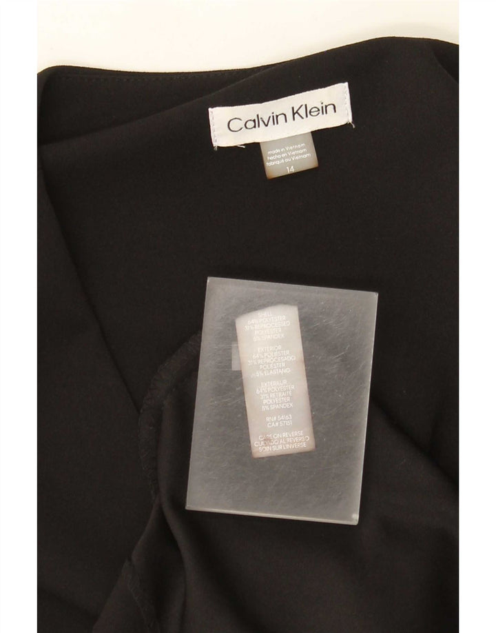 Vestido feminino Calvin Klein sem mangas com bainha US 14 grande poliéster preto