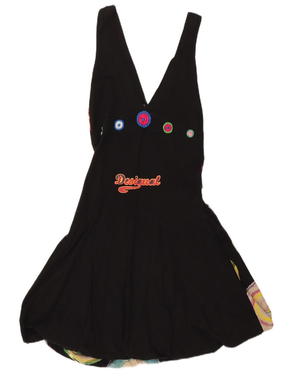 Desigual Vestido feminino estampado sem mangas bolha Reino Unido 10 pequeno preto floral