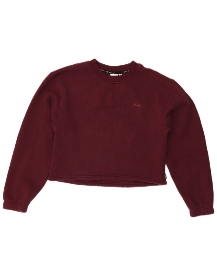 VANS Womens Crop Sweatshirt Jumper UK 10 Pequeno Borgonha