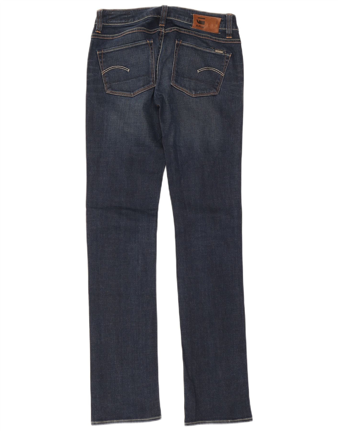 G-Star feminino 3301 jeans slim W26 L32 algodão azul