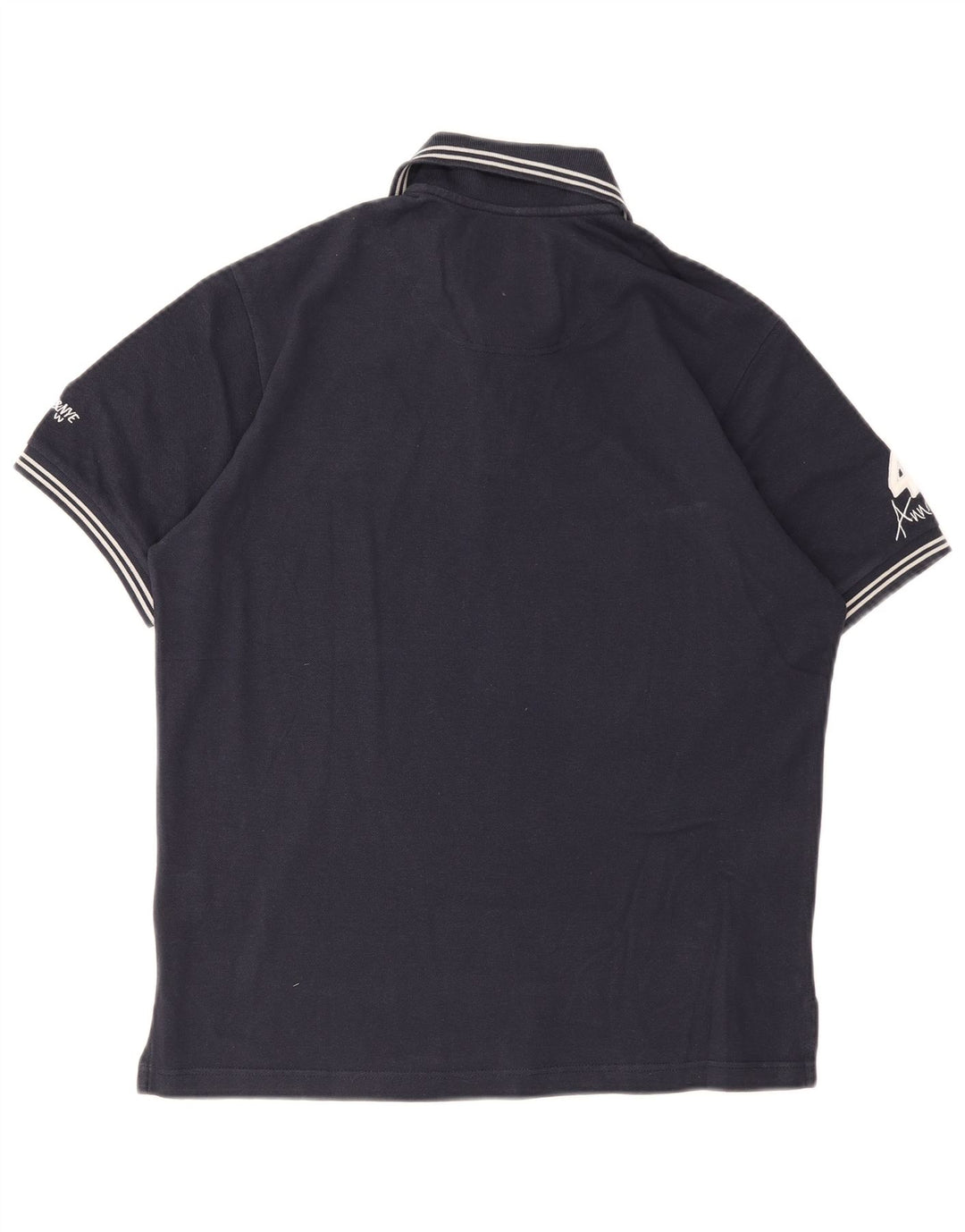 Camisa pólo gráfica masculina Murphy & Nye de algodão azul marinho médio