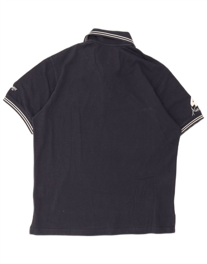 Camisa pólo gráfica masculina Murphy & Nye de algodão azul marinho médio