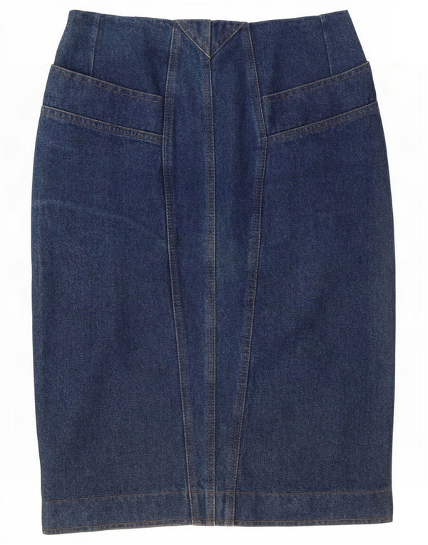 Saia jeans feminina vintage pequena W26 azul