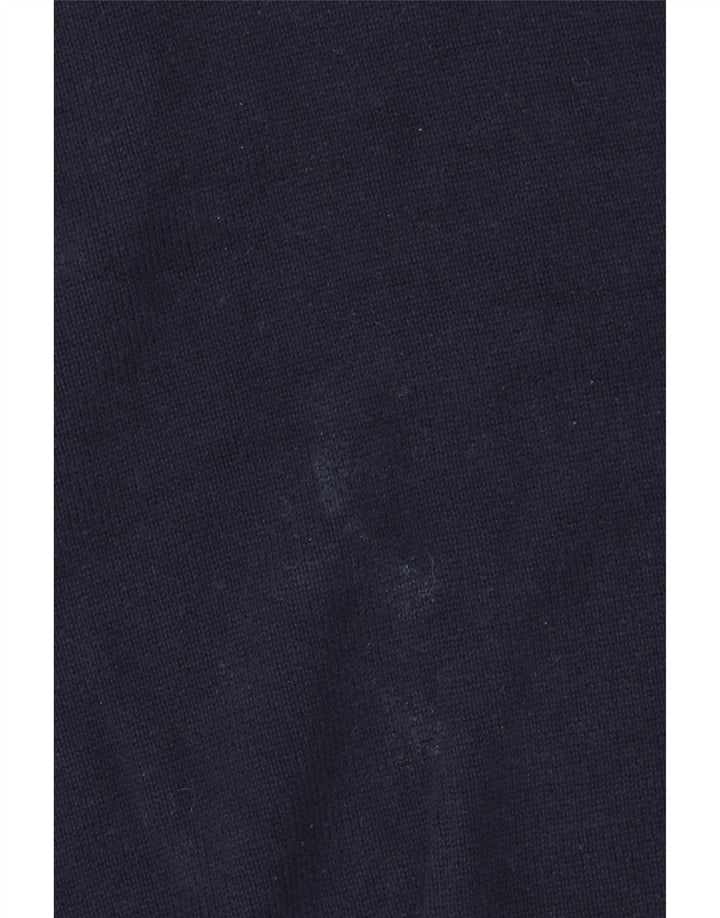 Suéter masculino Marks & Spencer com decote em V grande algodão azul marinho