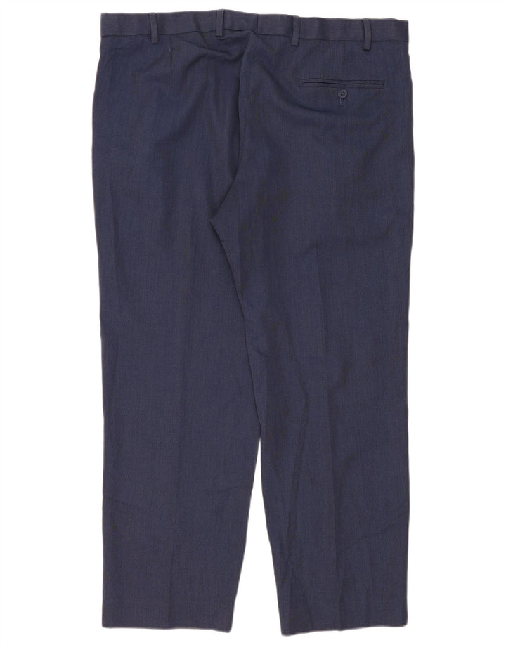 Calça masculina de terno reto Marks & Spencer W40 L29 poliéster azul marinho