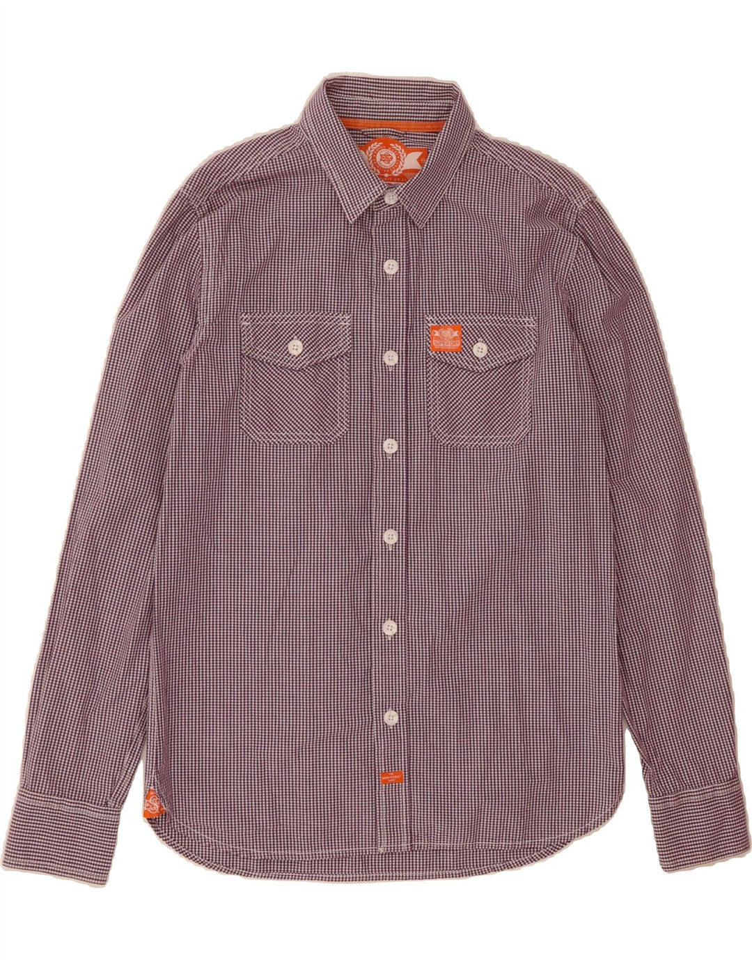 SUPERDRY Mens Shirt Large Purple Gingham Cotton Vintage Superdry and Second-Hand Superdry from Messina Hembry 