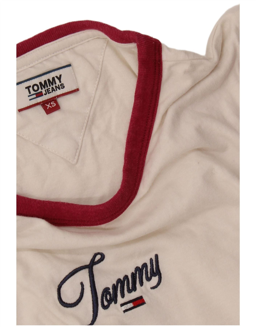 Camiseta feminina TOMMY HILFIGER com estampa gráfica UK 6 XS Branco