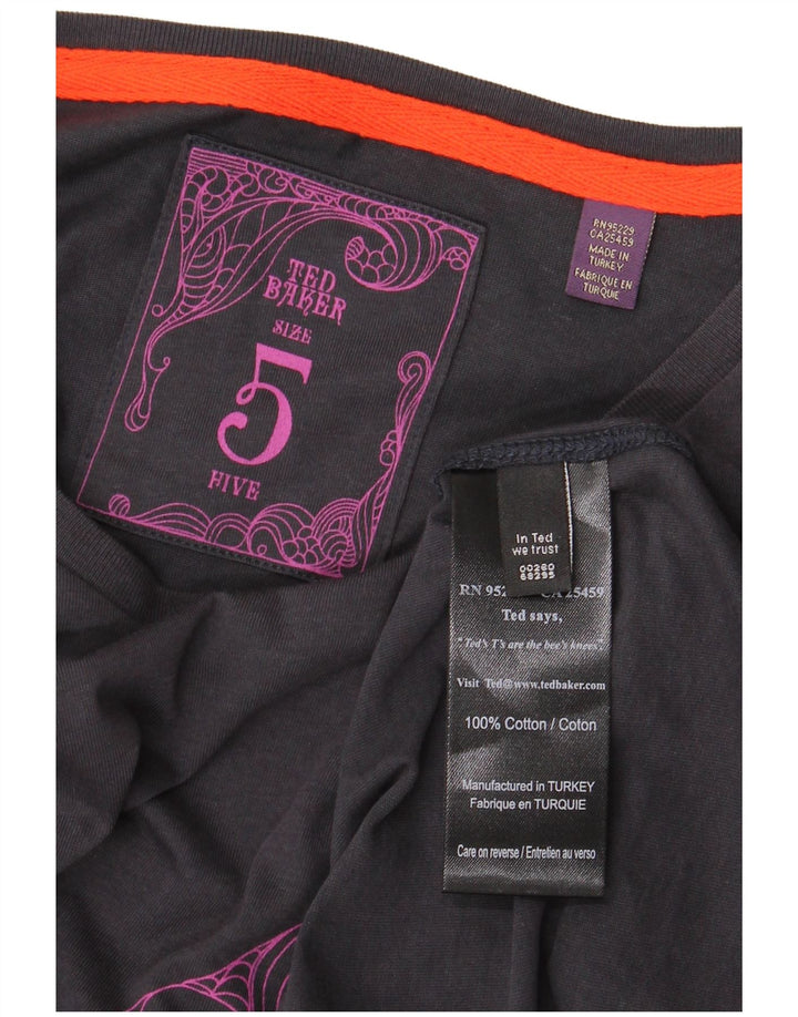 Camiseta gráfica masculina Ted Baker tamanho superior 5 XL azul marinho algodão