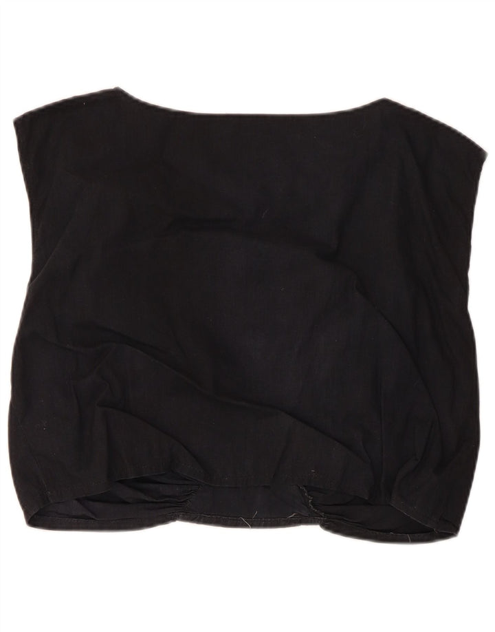 Blusa cropped feminina vintage UK 14 médio preto