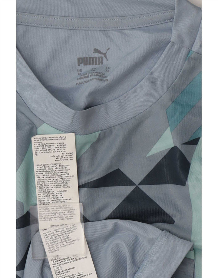 Puma Mens T-Shirt Top XL Poliéster Geométrico Azul