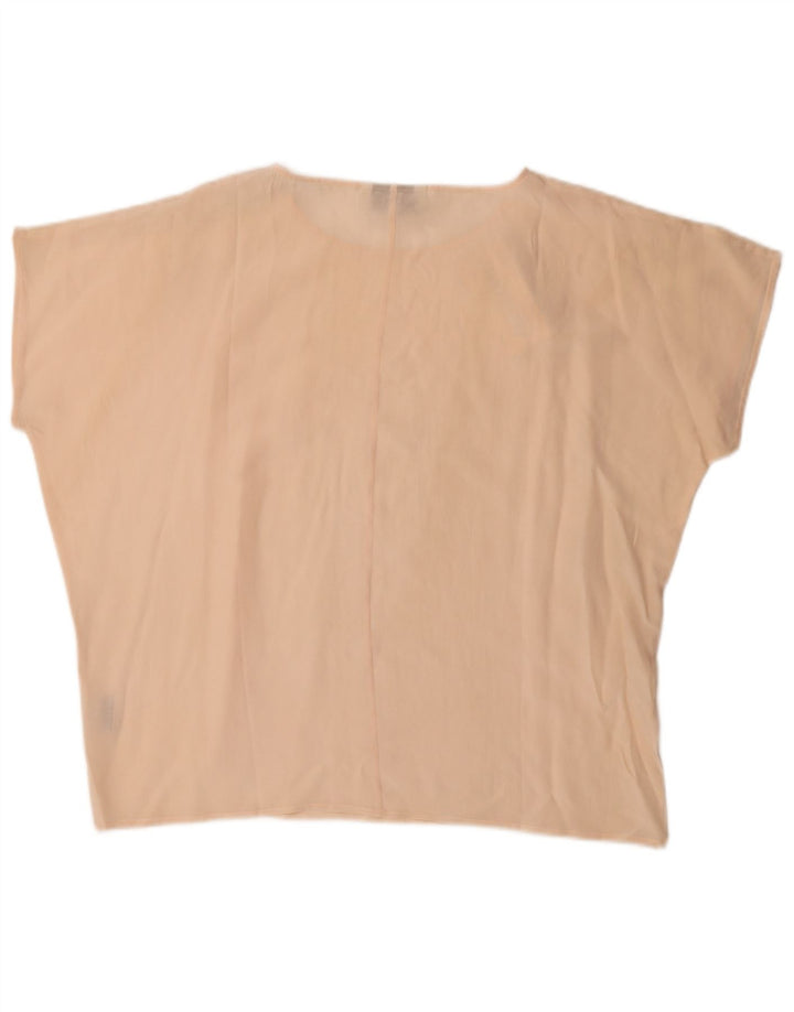 Blusa oversized feminina Amaranto UK 16 grande seda bege