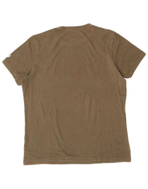 Camiseta gráfica masculina Asics Top grande algodão cáqui