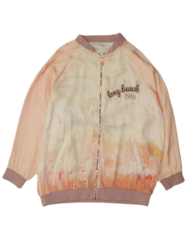Zara Womens Graphic Bomber Jacket UK 10 Small Multicolor Tie Dye