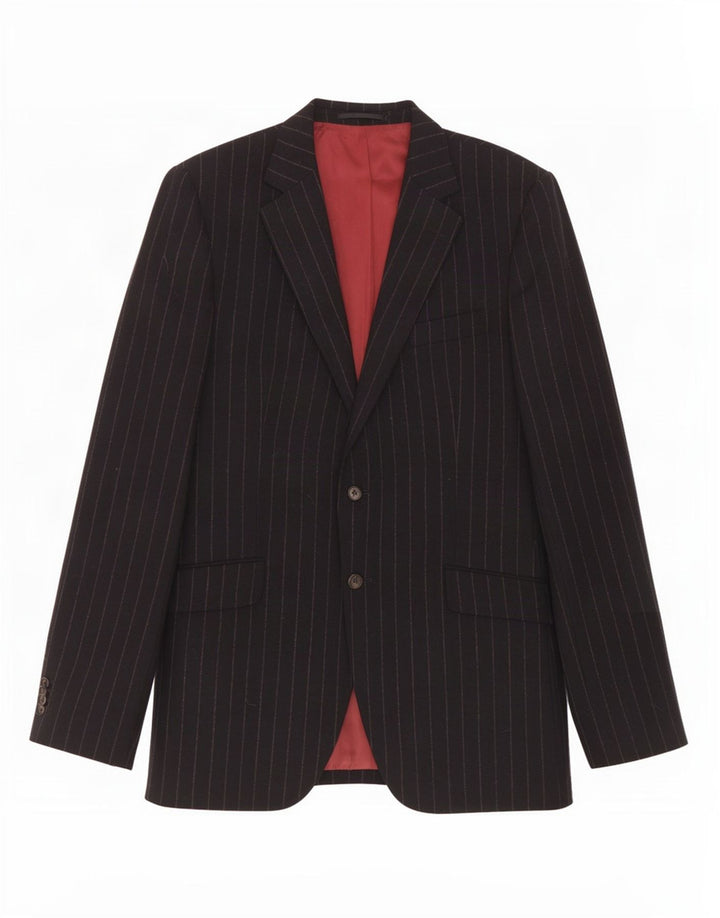 Jaqueta blazer masculina Gant com 2 botões Reino Unido 40 grande lã listrada azul marinho