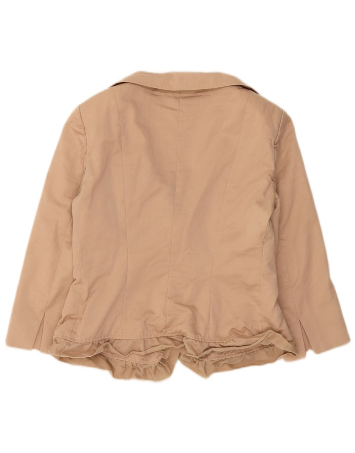 Max Mara Jaqueta Blazer Feminina Crop 3 Botões Reino Unido 12 Lã Bege Médio