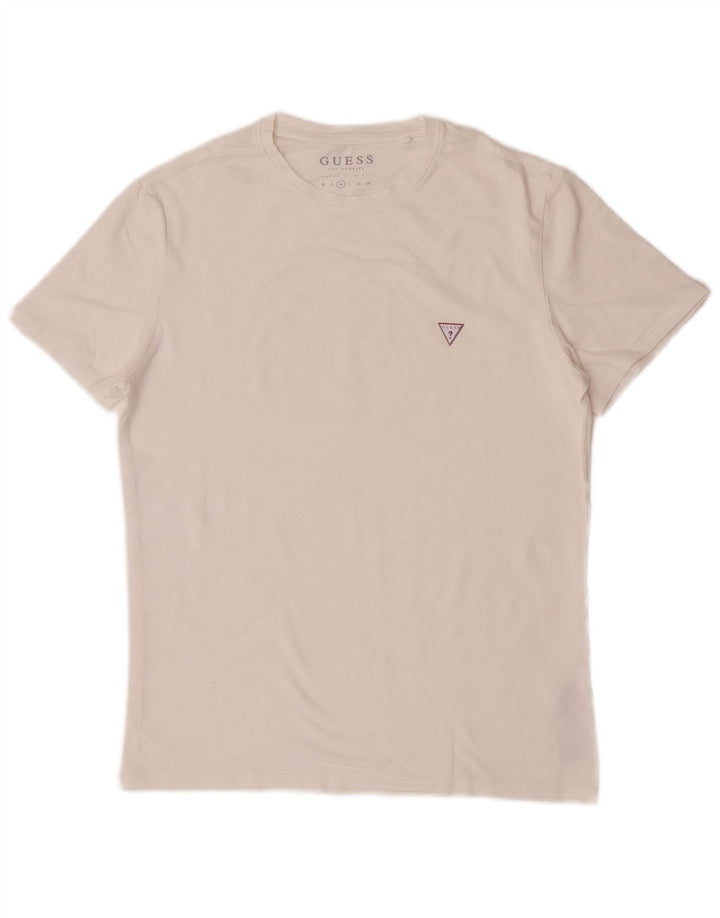Guess Mens Camiseta Super Slim Fit Top Médio Algodão Branco