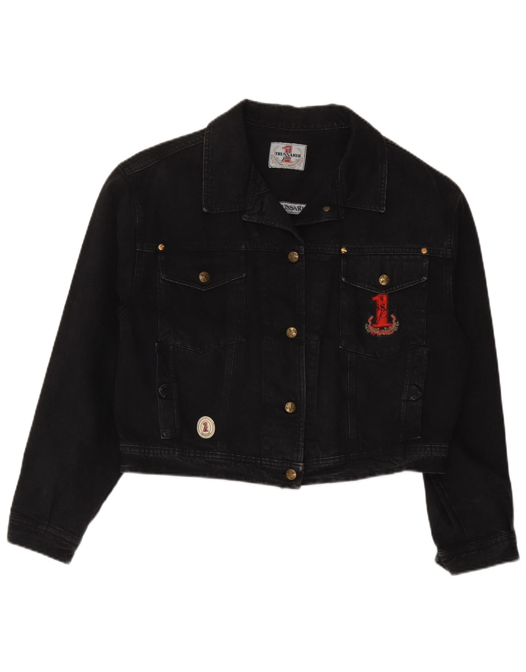 Jaqueta jeans feminina Trussardi UK 12 médio preto