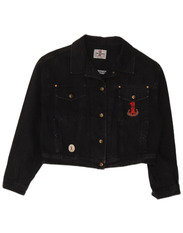 Jaqueta jeans feminina Trussardi UK 12 médio preto