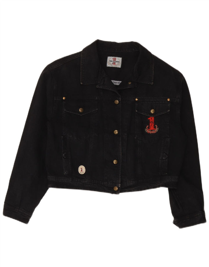 Jaqueta jeans feminina Trussardi UK 12 médio preto