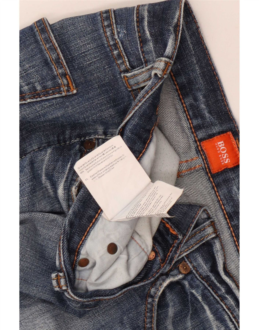 Hugo Boss Mens Straight Jeans W38 L32 Azul Algodão