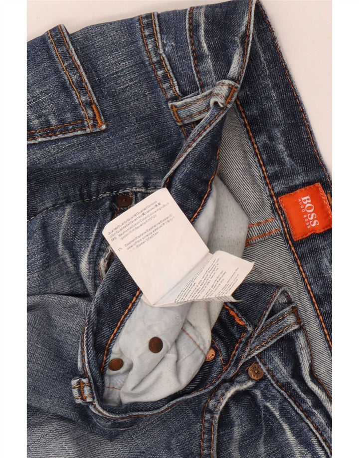 Hugo Boss Mens Straight Jeans W38 L32 Azul Algodão